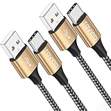 RAVIAD USB Type C ケーブル【1m/2本セット】タイプ C ケーブル 3A 急速充電 高速データ転送 高耐久ナイロン編み USB-A to USB-C ケーブル Redmi 9T、Galaxy S21 S10+ S9 S8、Note 10 9、Oppo renoその他Android USB-C機器対応 - ゴールド