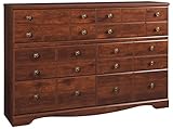 Ashley Brittbergコレクションb265 – 31 63 " 6-drawer Dresserのレプリケートチェリー木目SideローラーGlidesとアンティークゴールド調ハンドルでRed