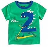 Plus Nao(プラスナオ) 半袖 Tシャツ プリントTシャツ カットソー トップス 夏 子供服 男の子 男児 キッズ KIDS ナンバープリント 動物 クル 100 グリーン