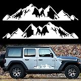 TOMALL 1ペア 75cm マウンテンステッカー車のボディドア側自動雪山グラフィックステッカーデカールSUVトラックオフロード車用ユニバーサルロングサイズステッカーアクセサリー（ホワイト）