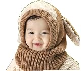 【Y's factory】ベビー キッズ ひつじ 羊 耳 ニット 帽 子 ネックウォーマー ガールズ ボーイズ ユニセックス 秋 冬(ブラウン)
