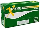AMMEX - XNGPF42100-BX - Nitrile Gloves - Xtreme - Disposable Powder Free Industrial 4 mil Small Gree