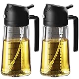 TrendPlain 16オンス/470ml オイルスプレー 料理用 - 2イン1 オイルスプレーボトル＆ディスペンサー 油 スプレー キッチンガジェット エアフライヤー サラダ バーベキュー用 2個セット ブラック