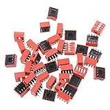 SODIAL(R) 40個 2.54mm ピッチ4ポジションスライドスタイル　DIPスイッチ　レッド