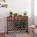ソリッドウッドフラワーラック室内居間装飾フラワーボックス屋外防腐木材工場棚バルコニー木製グリッドパーティションフラワーラック ( サイズ さいず : 100*90cm )
