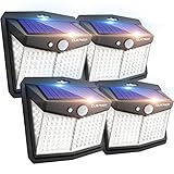 【4個 センサーライト】128LED ソーラーライト 屋外 玄関 ソーラーセンサーライト スポットライト 270°照明範囲 人感センサーライ