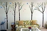 Pop Decors PT-0203-b-Va Beautiful Wall Decal Tree Forest with Birds and Butterflies [並行輸入品]