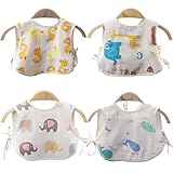 (4枚入り) Hapipana ベビー ビブ よだれかけ スタイ コットン100% 6層ガーゼ ベスト 食事用 柔らかい 出産のお祝いギフト (男の赤ちゃん)