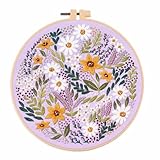 YEESAM ART 刺繍スターターキット イエローホワイトフラワー草柄 フルセット DIY 刺繍 クロスステッチキット 大人用 初心者 裁縫