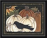 Harvest Crow Michele Musser Pumpkin Autumn Still Lifeアートフレーム印刷壁装飾画像 JC-MM362.20x16-B-20x16