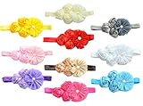 新生児乳児赤ちゃん女の子伸縮性ゴムリボンフラワーヘアバンドアクセサリー、10 pcs