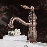 awxjx Theアメリカンスタイル銅ホットとコールド洗濯The Face Jadeブラックシンクミキサータップ