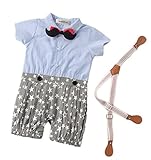 StylesILove幼児幼児用スターパターンスタイリッシュな3dマスタードボウタイタキシードベビー男の子ロンパース カラー: ブルー