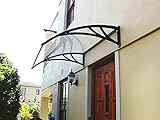 76*100cm ヨーロッパデザインひさし屋根自転車置き場UVカット日よけ雨よけPC屋根 (黒フレ‐ム+ボード)