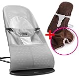 【今治タオルブランケットセットBR】babybjorn(ベビービョルン) バウンサー バランス ソフト メッシュ グレー／ホワイト （バウンサーカバー ブラウンチェック）