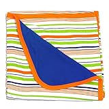 Cutie Bees Organic Baby Boy Blue Reversible Stroller Blanket by Cutie Bees