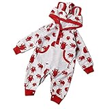 POTOJP ロンパース 漫画柄 子供服 長袖 カバーオール ベビー服 キッズ服 パジャマ 満月/出産祝い/プレゼント (90, Red)