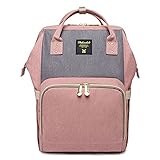 多機能 アップグレード版 超大容量 軽量 マザーズバッグ リュック アウトドア ハンドバッグ 防水 車載 旅行(グレー+ピンク)