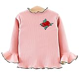 YY-Nauthi ベビー服 子供服 女の子 ブラウス トップス 裏起毛 可愛い ニットセーター カーディガン 秋冬 インナー 暖かい キッズ服 シャツ 長袖 通園 お出かけ 防寒 保温 綿 (1ピン