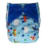 Charcoal Bamboo All In One Cloth Diaper with Pocket (Planes) by Ecoable