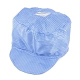 uxcell 静電防止帽子　アンチスタティック帽子　縞　ブルー　ボリエステル製　綿混紡製　帯電防止　14cm深さ