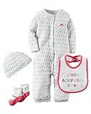 カーターズ Carter's 出産祝いに カバーオール 長袖 前開き 豪華4点ギフトセット 4-Piece Babysoft Take-Me-Home Set NB (50-55cm) [並行輸入品]