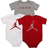 NIKE(ナイキ)エア・ジョーダン 赤x白xグレーAIR JORDANxダブルジャンプマン半袖ボディスーツ3枚セット (6-9months（身長約70-75cm）) [並行輸入品]