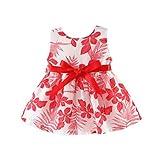 Cutelove 子供ドレス ワンピース 女の子 花柄 リボン 可愛い 夏 袖なし 蝶結び付き 赤ちゃん 素敵 おしゃれ ドレス (100, レッド)