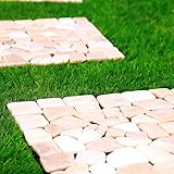 LOWYA （ロウヤ） 石畳マット 天然石 タイル 簡単カット ガーデンタイル 正方形 30.5x30.5cm 10枚セット ピンク