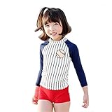 子供用 水着 ベビー セパレート ジュニア 子供水着 スポーツ 上下2点セット ｔシャツ パンツ ストライプ 海兵風 長袖 キッズ スイムウェア ジュニア水着 スイミング ビーチ スイミング プール 
