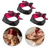 Soxeeh SMグッズ アイマスク 目隠し 手枷 SMプレイ 多機能 シルク質 フリーサイズ 男女兼用 3本セット(ワインレッド)