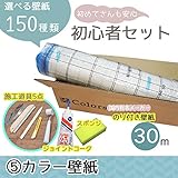 初心者セット5 選べる150種類 生のり付き 壁紙 30m+施工道具7点 【CC-VS7021】 JQ5 ●ジョイントコークの色:グレー
