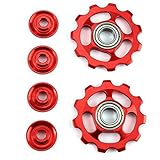 Binmer ( TM ) 2個バイク11tアルミシールドベアリングJockey Wheel Rear Derailleurプーリ M レッド