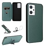 Oppo Reno7 A ケース 手帳型 薄型 OPPO Reno9 A 炭素繊維カバー TPU 保護バンパー Reno7A OPG04 au A201OP CPH2353 専用カバー 財布型 マグネット式 カード収納 落下防止 ホルダ 横開き オッポ リノ 7a フリップケース 液晶保護フィルム付き (Reno7 A, グリーン)