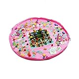 babycrown ストレージバッグ プレイマット 2way 直径150cm 片付け おもちゃ収納 ブロック袋 レゴ (ピンク)