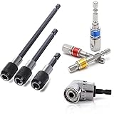 SODIAL アダプタードリルビット、3個のインパクトソケットスクエアナットドライバービット+ 3個の 1/4六角シャンクドライバービットホルダー+ 1個の 1/4六角105度直角ドリルアタッチメント
