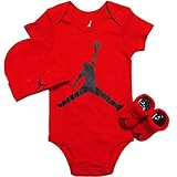 NIKE(ナイキ) エア・ジョーダン 6-12months レッドxブラックジャンボジャンプマン半袖ボディスーツ超豪華3点セット (70-80cm) [並行輸入品]