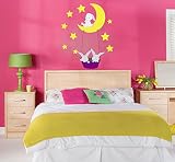 Moon Little Bunny Starsバスケットキュートベビーキッズ部屋ベッドルーム壁デカールステッカービニール