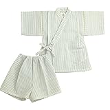 甚平スーツ 刺し子織柄 日本製(110cm,ホワイト)