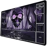 AI Painting TCG プレイマット - MTG トレーディングカードゲームマット ゾーンレイアウト付き 24x14インチ プレミアムMTGプレイマット - 激しいカードバトルの完璧なコンパニオン - ファンタジーダークスカル ブラックロータス 424A301