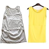 (マーシェル) Marshel マタニティ 授乳 ノースリーブ キャミソール タンクトップ 【2枚セット】 ホワイト & イエロー L