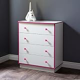 South Shore Logik 4-Drawers Chest, Pure White/Pink [並行輸入品]