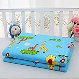 AKC 防水 おねしょシーツ 敷きパッド ベビーベッド ベビー布団 防水シーツ ベビーサイズ (藍キリン)