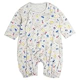 カバーオール ベビー 乳幼児 男の子 長袖 ロンパース 赤ちゃん くるま柄 グレー 60～70cm