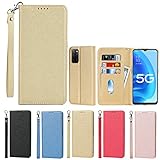 for OPPO A55S 5G ケース 手帳 財布型 for OPPOA55S 5G 手帳型 for oppo a55s 5g カバー ストラップ付き PU皮革 明るい色 内蔵マグネット 携帯カバーカードポケット ゴールド