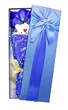 ソープフラワー ブーケ 花 ギフト 花束 バラ 造花 プレゼント 母の日 誕生日 バレンタイン ホワイトデー 入学 卒業 お祝い (ぬいぐるみ付きブルー3本)