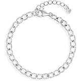 925 Sterling Silver Classic Girls Charm Bracelet Toddlers Children Link Chain