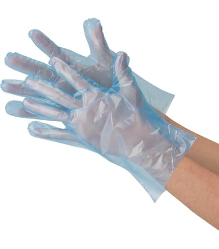 Amazon.co.jp: エンボス手袋 #50 ロング ブルー(五本絞り)50枚入 L 45μ