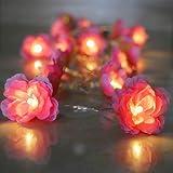 20 ledフェイクフラワーロマンチックな文字列のライト、電池で運営されている妖精の結婚式の花柄パーティー、結婚式、屋内、庭の装飾の女の子の部屋ドレッシングテーブルミラー装飾