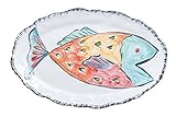 Abigails Napoli Fish Platter, 17 by 10.5 by 1.5-Inch, Red